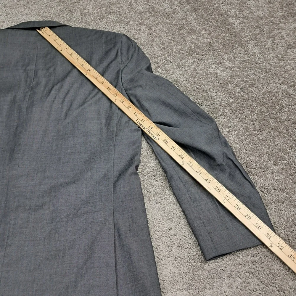 Jones New York Mens 3 Piece Suit 40L Grey‎ 100% Worsted Wool Blazer Vest Pant